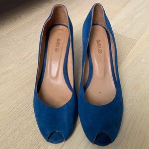 Emma Go Navy Suede Heels